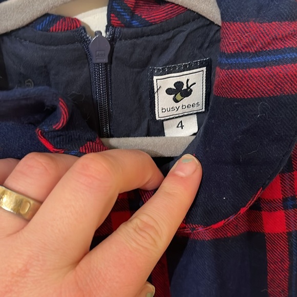 Size 4 Busy Bees Red and Navy Blue Girls Holiday Dress - Picture 3 of 3